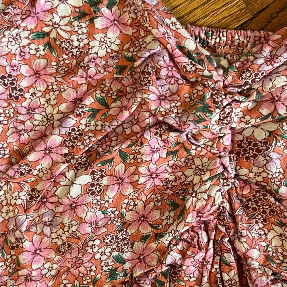 Japna Pink Floral Flutter Sleeve Peasant Top - Picture 3 of 5